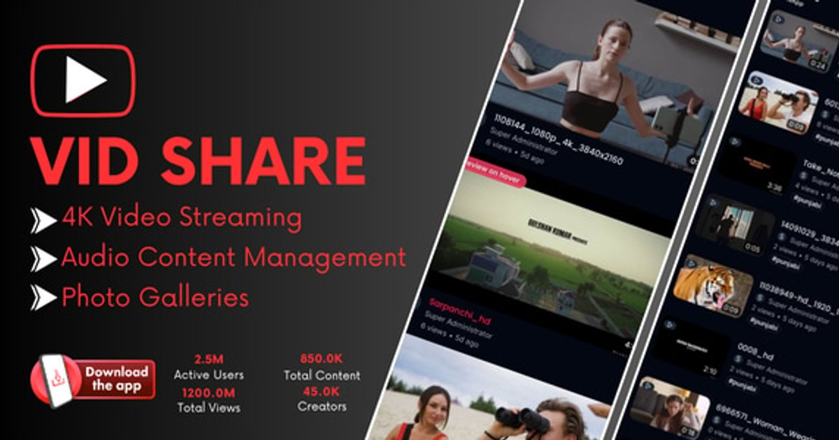 Vidshare – Watch Videos, Listen to Music, Explore Photos & Share Your Content